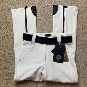 Goldbergh Pippa Belted Ski Pants White Black NWT US 10